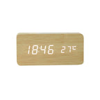 Wooden LED Alarm/Desk/Table Clock with Date, Temperature & Sound/Brightness Control