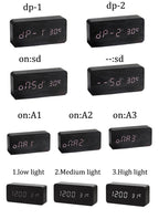 Wooden LED Alarm/Desk/Table Clock with Date, Temperature & Sound/Brightness Control
