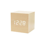 Wooden LED Alarm/Desk/Table Clock with Date, Temperature & Sound/Brightness Control