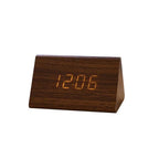 Wooden LED Alarm/Desk/Table Clock with Date, Temperature & Sound/Brightness Control