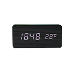Wooden LED Alarm/Desk/Table Clock with Date, Temperature & Sound/Brightness Control