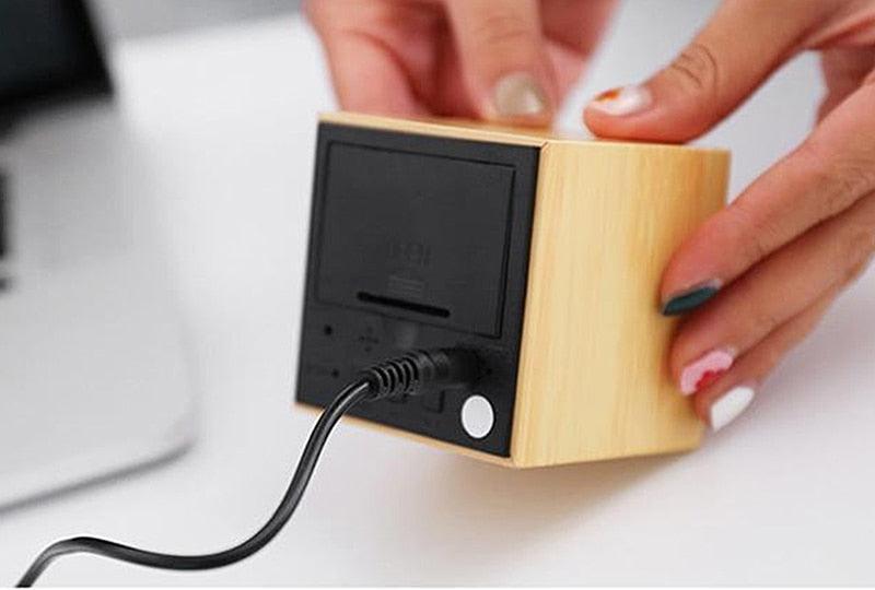 Wooden LED Alarm/Desk/Table Clock with Date, Temperature & Sound/Brightness Control