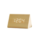 Wooden LED Alarm/Desk/Table Clock with Date, Temperature & Sound/Brightness Control