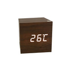 Wooden LED Alarm/Desk/Table Clock with Date, Temperature & Sound/Brightness Control