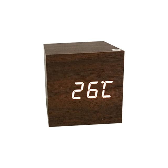 Wooden LED Alarm/Desk/Table Clock with Date, Temperature & Sound/Brightness Control