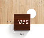 Wooden LED Alarm/Desk/Table Clock with Date, Temperature & Sound/Brightness Control