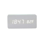 Wooden LED Alarm/Desk/Table Clock with Date, Temperature & Sound/Brightness Control