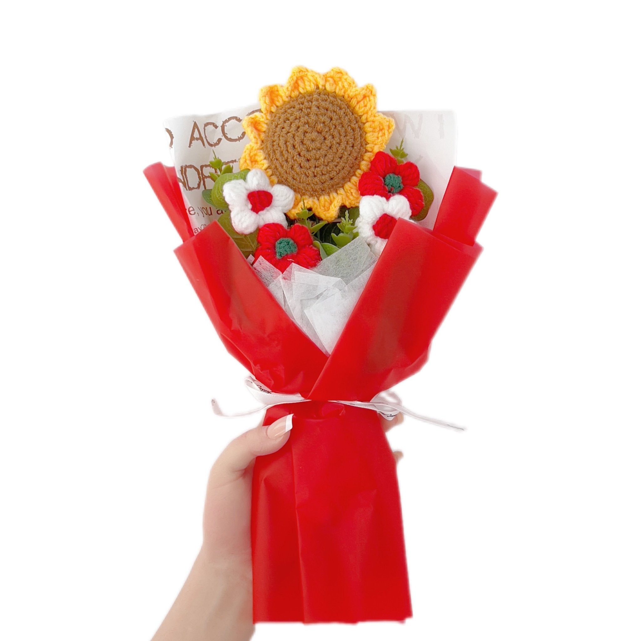 Sunflower Crochet Flower Bouquet Warm Decorative Gift for Any Occasion