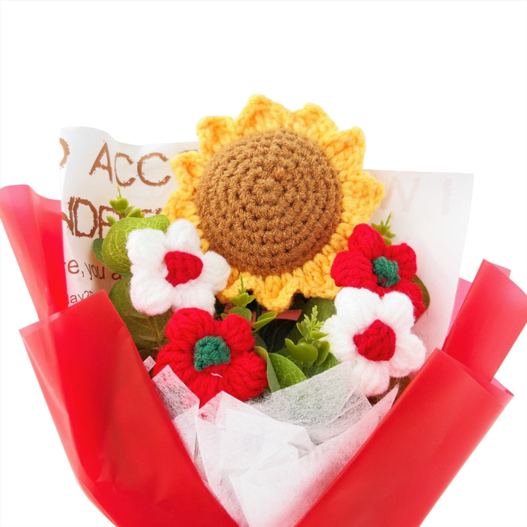 Sunflower Crochet Flower Bouquet Warm Decorative Gift for Any Occasion