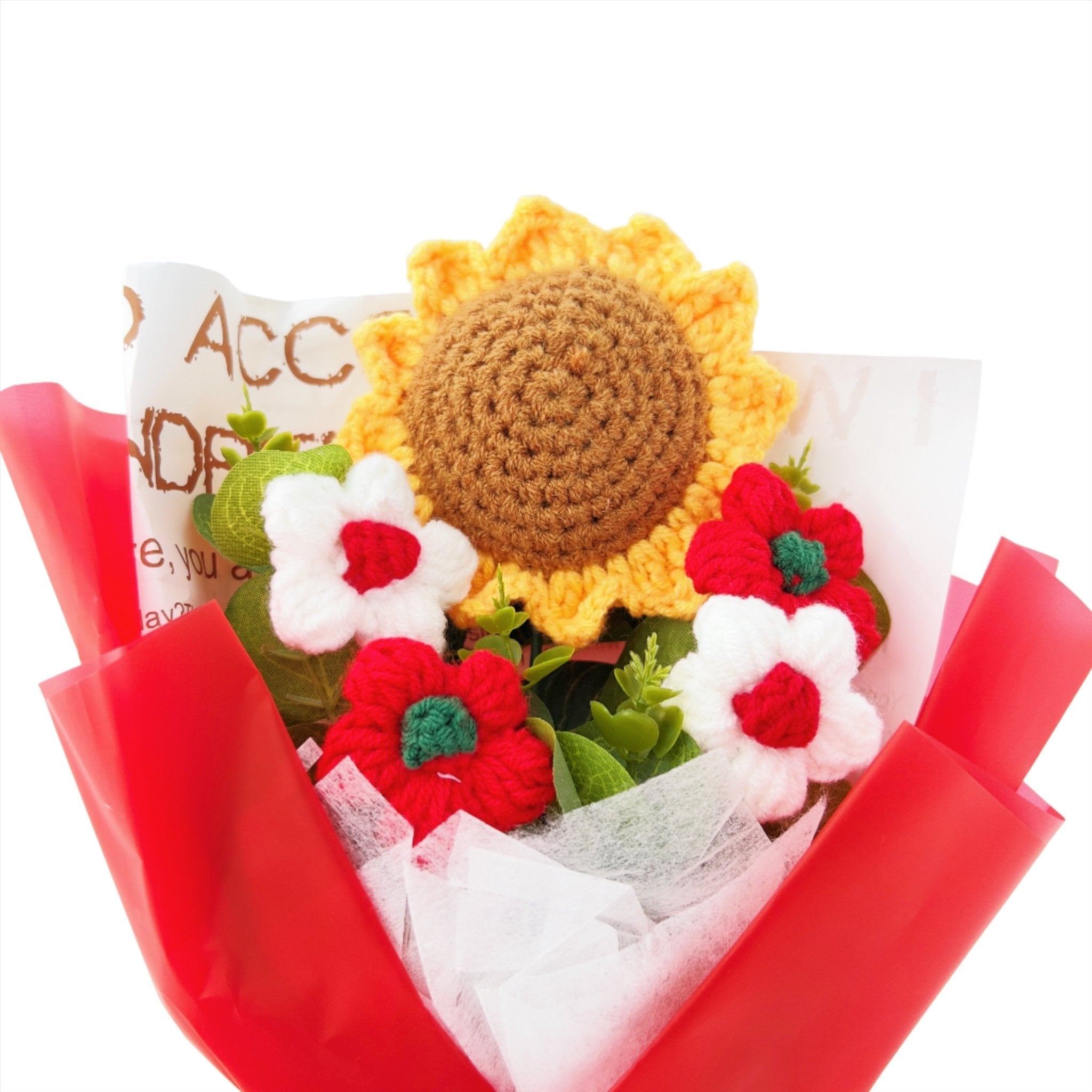 Sunflower Crochet Flower Bouquet Warm Decorative Gift for Any Occasion