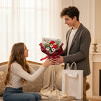 LUXE Crochet Rose Bouquet with Luxury Gift Box and Fairy Lights