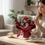 LUXE Crochet Rose Bouquet with Luxury Gift Box and Fairy Lights