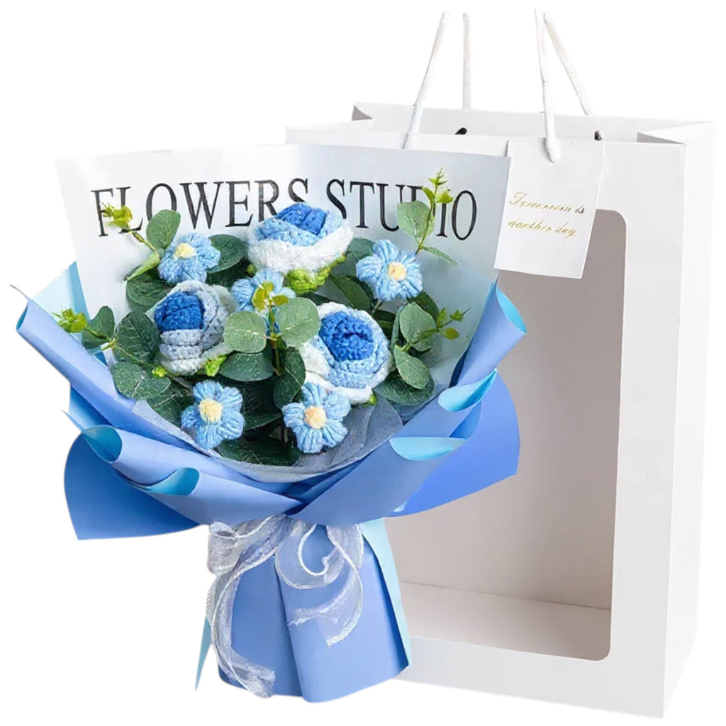 LUXE Crochet Rose Bouquet with Luxury Gift Box and Fairy Lights