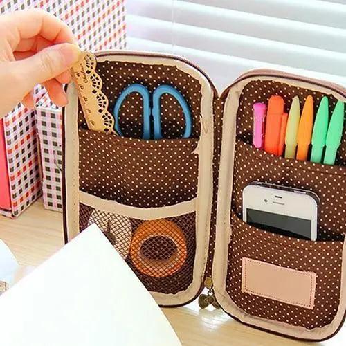 Cute Doll Pattern Pencil Case, Travel Pouch