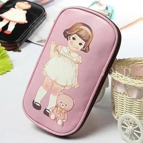 Cute Doll Pattern Pencil Case, Travel Pouch