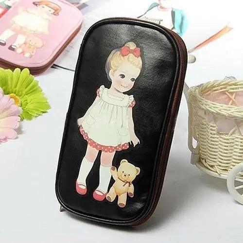 Cute Doll Pattern Pencil Case, Travel Pouch