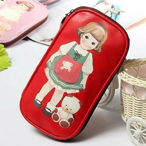 Cute Doll Pattern Pencil Case, Travel Pouch