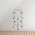 Cute Wool Ball Wind Chimes Newborn Baby Bed Bell Dream Catcher String Pendant Kids Room Decoration Wooden Wind Chime Bed Bell Nursery Crib Bed Bell Baby Bedroom Ceiling Wooden Beads Wind Chime Wall Hanging Ornament