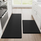 Kitchen Mats, 2PCS Kitchen Rugs, Cushioned anti Fatigue Kitchen Mats for Floor, Non-Slip Standing Desk Mat, Waterproof Kitchen Rug Set for Kitchen,20" X 32"+20" X 94.5"-Full 1Inch Thick,Black