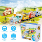 Electric Train Set with Smokes Light Sound Remote Magnetic Train Toys with Locomotive 3 Trucks Gifts for Kids Aged 3 4 5 6 Year Old