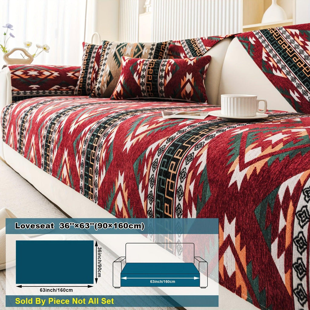 Boho Winter Couch Cover - Chic Snow Chenille Pet Protector