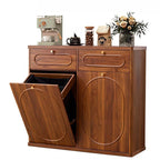 Giratree Tilt Out, Wood Kitchen Garbage Bin with Drawer, Fluted 10 Gallon Laundry Hamper