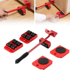 Heavy Duty Furniture Lifter with 4 Sliders for Easy Heavy Furniture Moving, Adjustable Height [Load Capacity: 600Lbs per Wheel] Red and Yellow