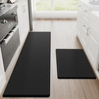 Kitchen Mats, 2PCS Kitchen Rugs, Cushioned anti Fatigue Kitchen Mats for Floor, Non-Slip Standing Desk Mat, Waterproof Kitchen Rug Set for Kitchen,20" X 32"+20" X 94.5"-Full 1Inch Thick,Black