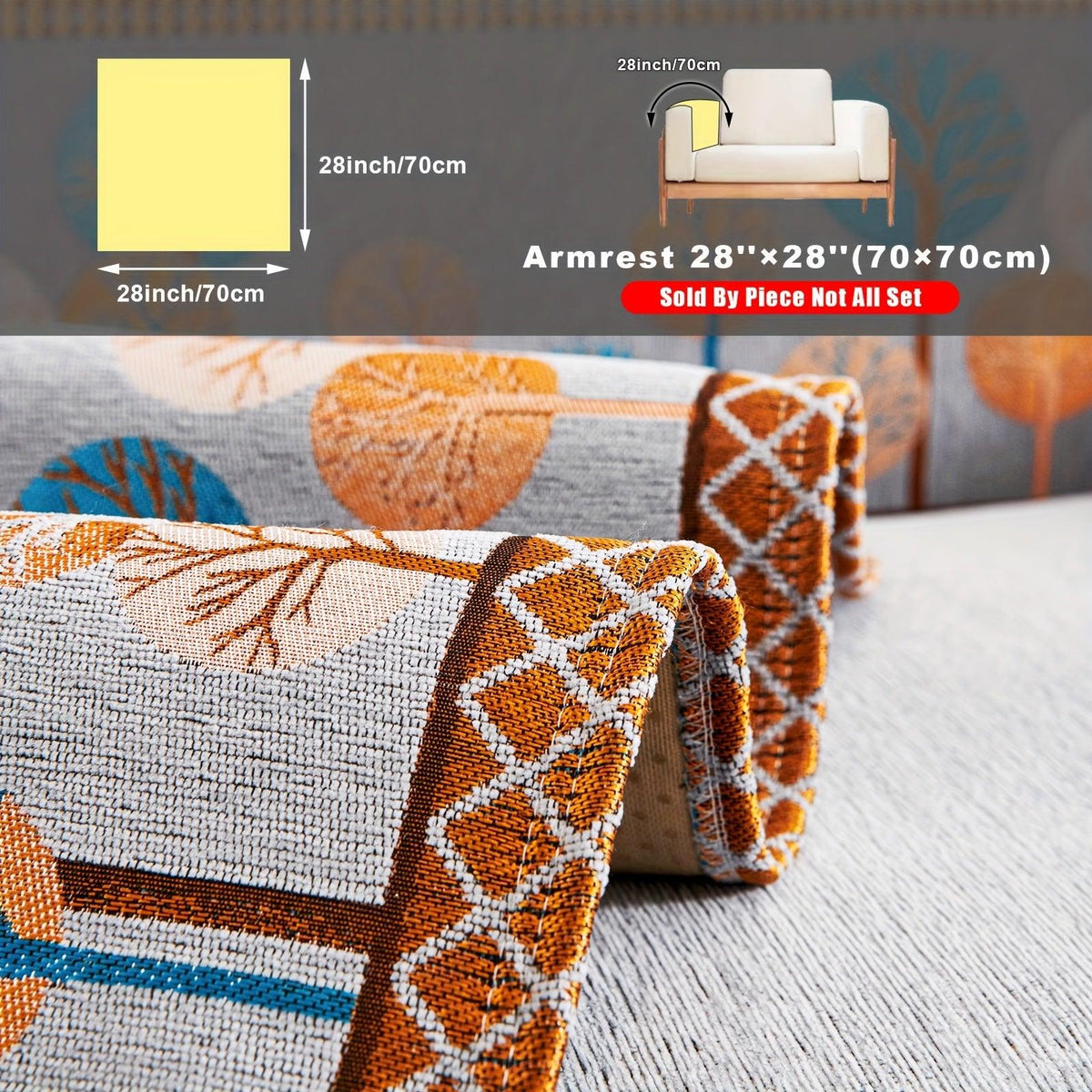 Autumn Trees Boho Chenille Sofa Cover Pet/Kid friendly