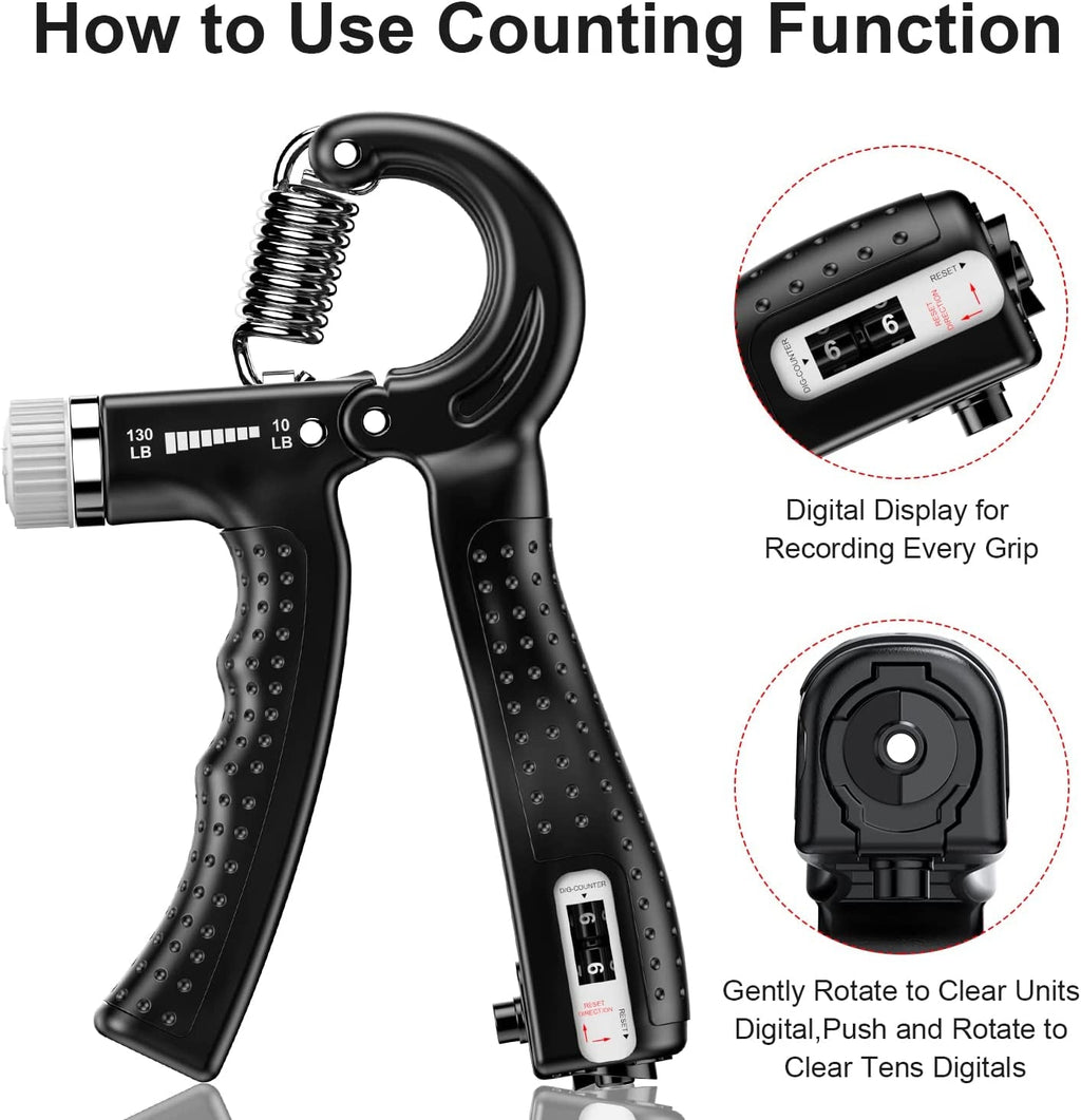 KDG Hand Grip Strengthener 2 Pack Adjustable Resistance 10-130 Lbs Forearm Exerciser，Grip Strength Trainer for Muscle Building and Injury Recovery for Athletes