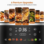 6QT Digital Air Fryer with Visible Window 8 Preset Functions Adjustable Temperature Timer 1550W Power for Crispy Fries Chicken & More Ideal Christmas Gift for Home Kitchen Appliances Multifunction