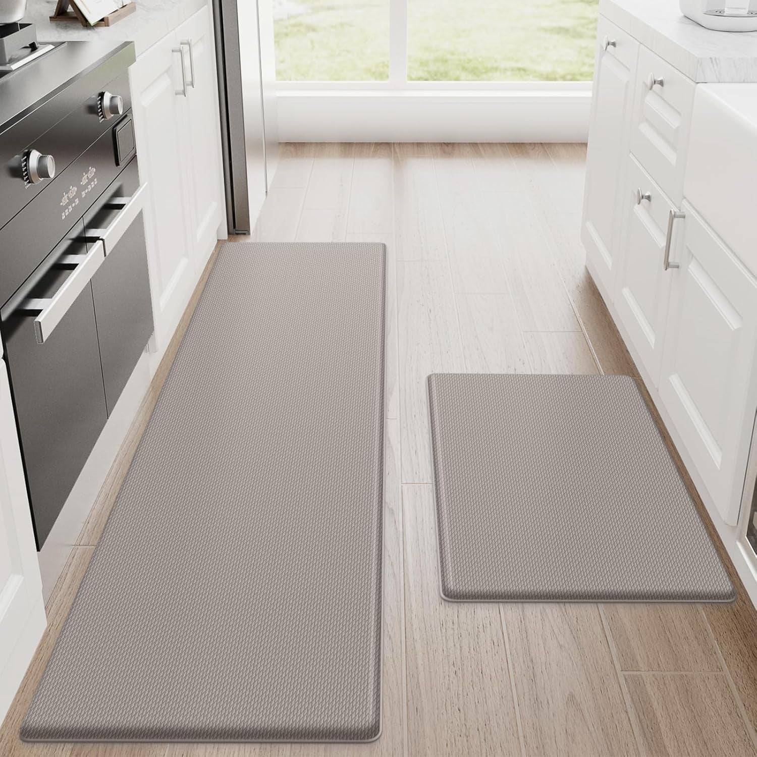 Kitchen Mats, 2PCS Kitchen Rugs, Cushioned anti Fatigue Kitchen Mats for Floor, Non-Slip Standing Desk Mat, Waterproof Kitchen Rug Set for Kitchen,20" X 32"+20" X 94.5"-Full 1Inch Thick,Black