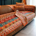 Bohemian Fall Colors Linen Sofa Cover Pet-Friendly Washable