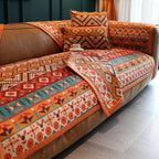 Bohemian Fall Colors Linen Sofa Cover Pet-Friendly Washable