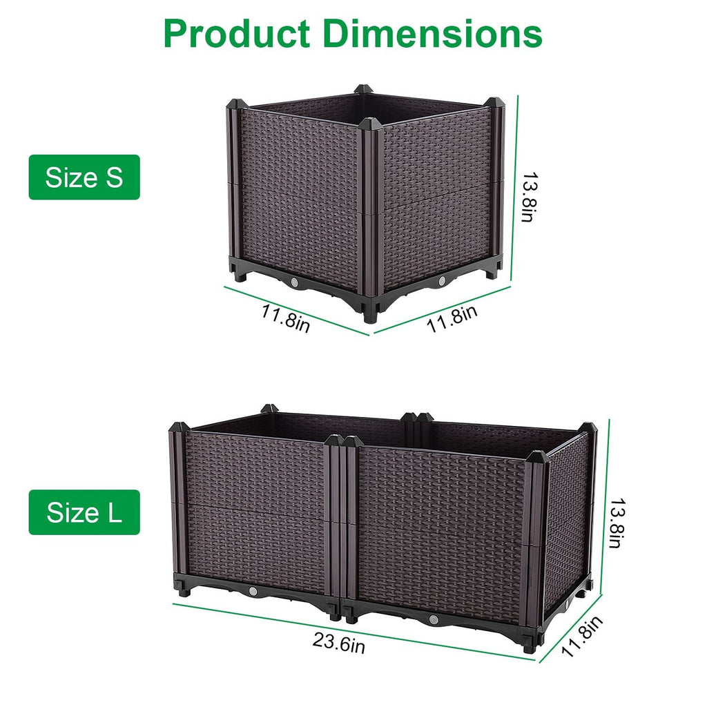 Raised Garden Bed with Self-watering System Rectangle Garden Planter for Garden Patio Balcony Elevated Planter Box for Flowers Vegetables Herbs