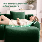 Soft Teddy Fabric Boneless Sofa,No Assembly Required Streamlined Design,Anti-Slip Design 32D High Density Sponge Fits Living Rooms Bedrooms,Green