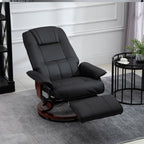 Living Room Relaxation: Black Faux Leather Swivel Recliner with Adjustable Footrest
