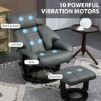 Faux Leather Swivel Massage Recliner with Ottoman, Remote, Side Pocket for Relaxation | Living Room Essentials