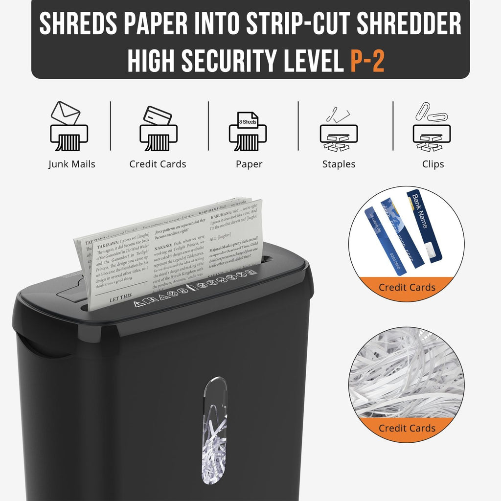 10-Sheet Strip Cut Paper Shredder, P-2 Security Level with 3.17-Gallon Basket, CD & Credit Card Shredder - Durable & Fast - Jam Proof System -ETL Certified Home Office Shredders(FBAShipping)