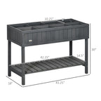 Elevated Planter Box Stand Wooden with 8 Slots and Shelf Dark Grey for Herbs Veggies Flowers