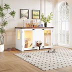 47.25" Large Cat Litter Box Enclosure with LED Light, Hidden Litter Box Furniture, Cat House with Stairs and Cat Scratching Post, Cat Cabinet Side Table with Smart Doors for Living Room