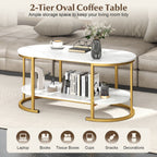 Marble Coffee Table with Open Storage Shelf