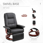 Living Room Relaxation: Black Faux Leather Swivel Recliner with Adjustable Footrest