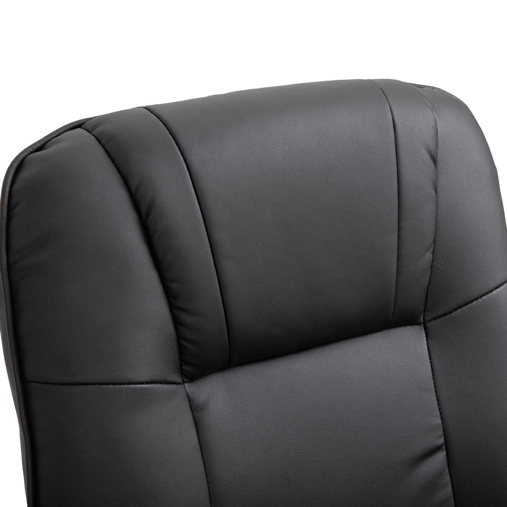 Living Room Relaxation: Black Faux Leather Swivel Recliner with Adjustable Footrest