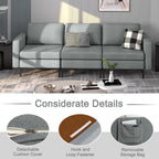 Convertible Sofa Couch with Magazine Pockets 3-Seat with 2 USB Port