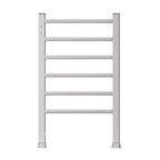 Electric Heated Towel Rack for Bathroom, Silver Color Wall Mounted OR Freestanding Towel Warmer, 6 Stainless Steel Bars Drying Rack