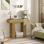 42 Inch Console Table, Sofa Table Behind the Couch with Thickened Tabletop for Living Room, Hallway, Entrance, Oak