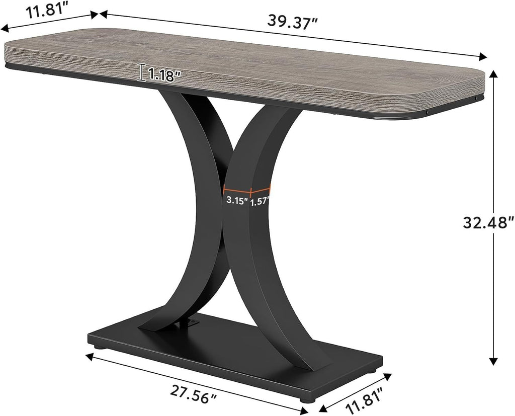 Compact Console Table,Modern Industrial Style Entryway Foyer Table,Sturdy Sofa Table