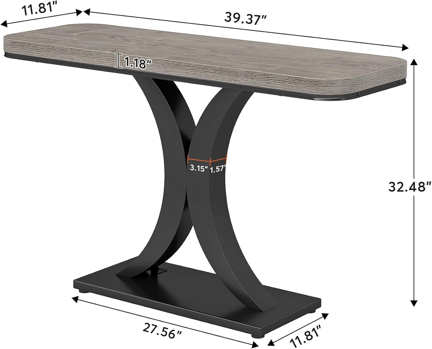 Compact Console Table,Modern Industrial Style Entryway Foyer Table,Sturdy Sofa Table