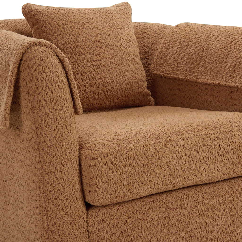 Swivel Accent Chair with Ottoman Set, Modern Chenille Barrel Armchair with Removable Back Pillow & 2 Armrest Covers for Living Room, Bedroom, Office, Yellow